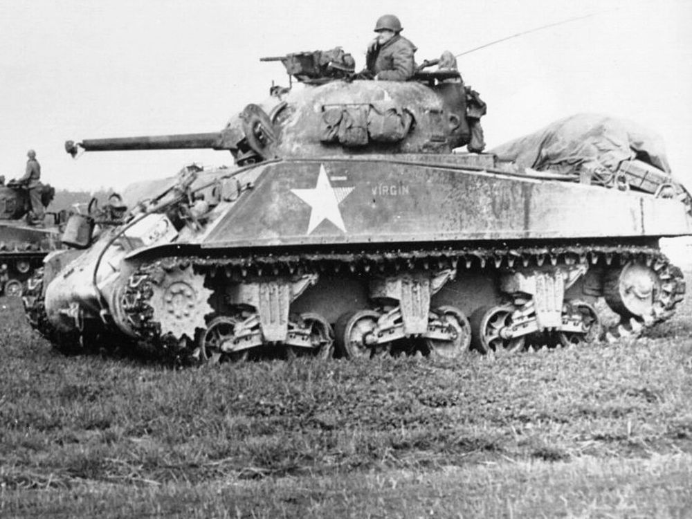 M4 Sherman tanks in the field, World War II