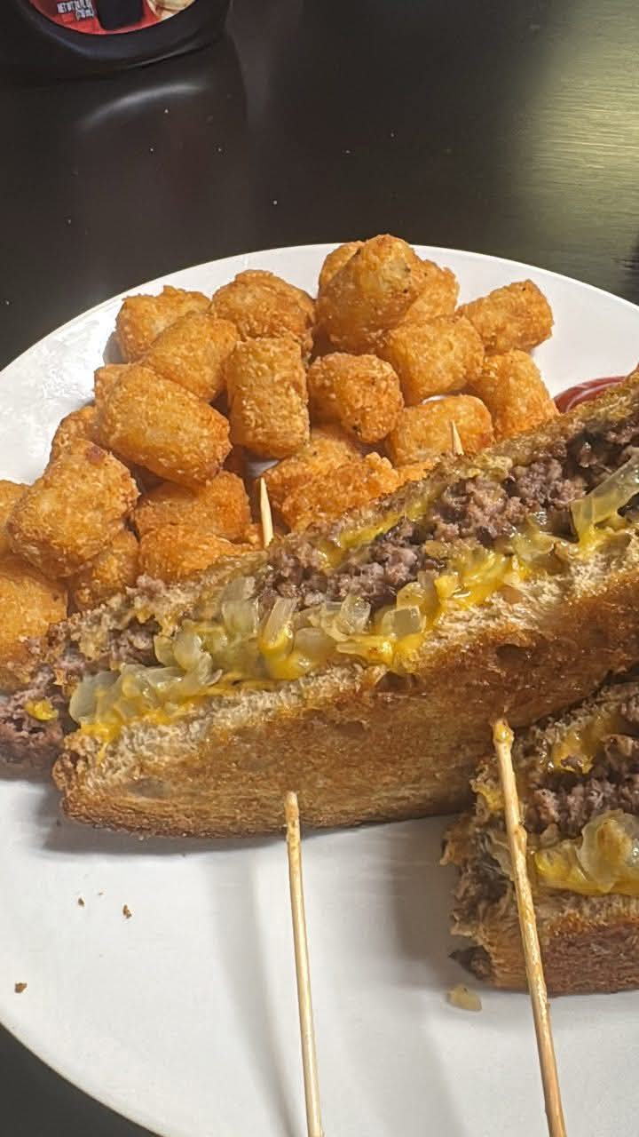 Moore Melt on Darby's toast with tots